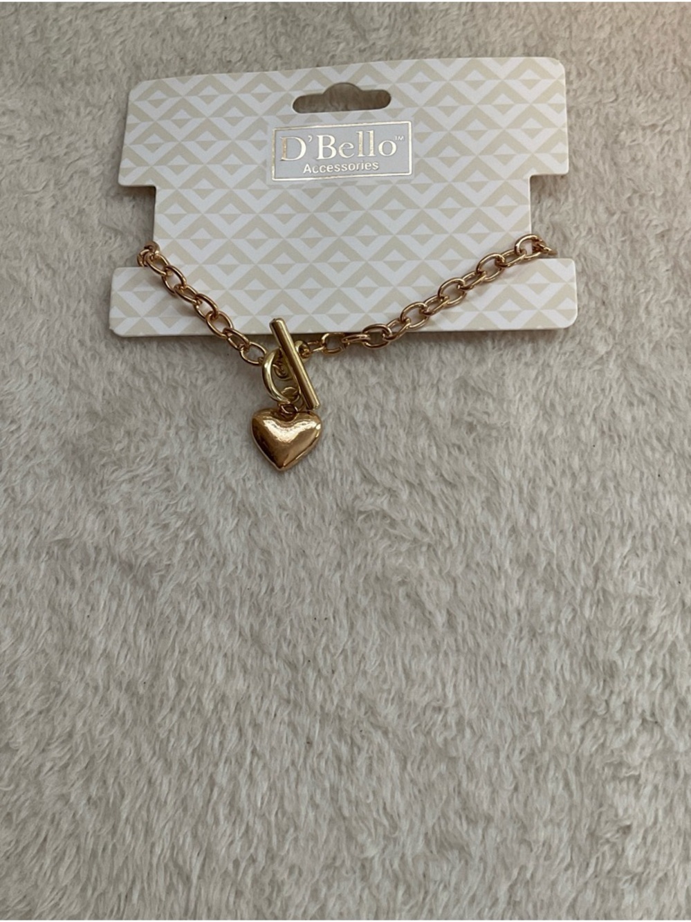 D'Bello Gold Heart Toggle Bracelet for Women
